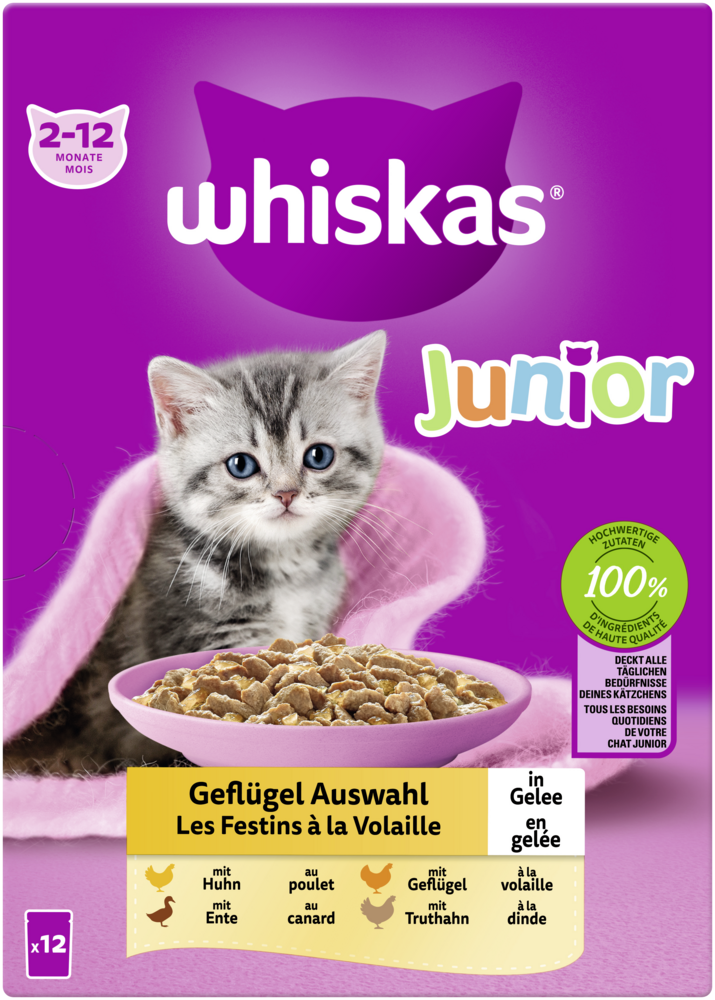 Whiskas Junior Geflügel Auswahl Gelee 12x85g