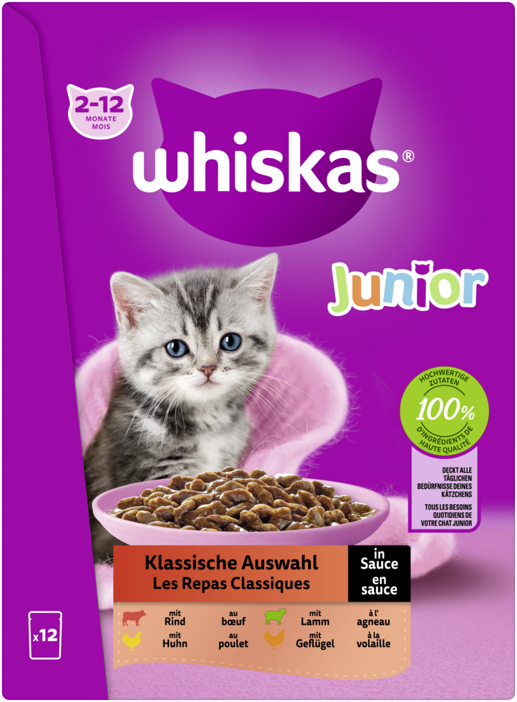 Whiskas Junior Klassische Auswahl Sauce 12x85g