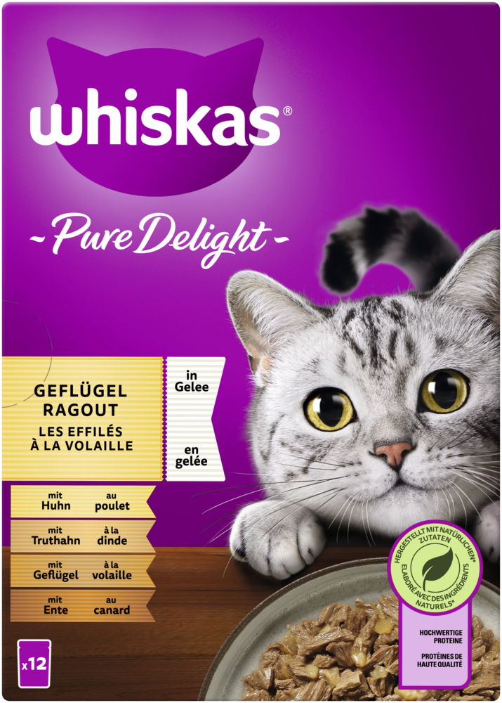 Whiskas Pure Delight Geflügel Rag Gelee 12x85g