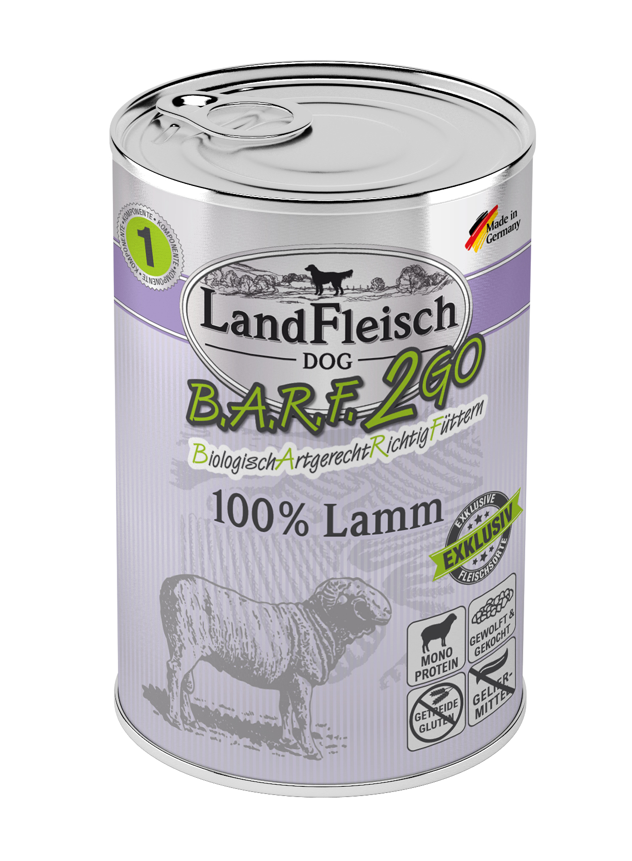 Landfleisch B.A.R.F.2GO Exklusiv Lamm 400g