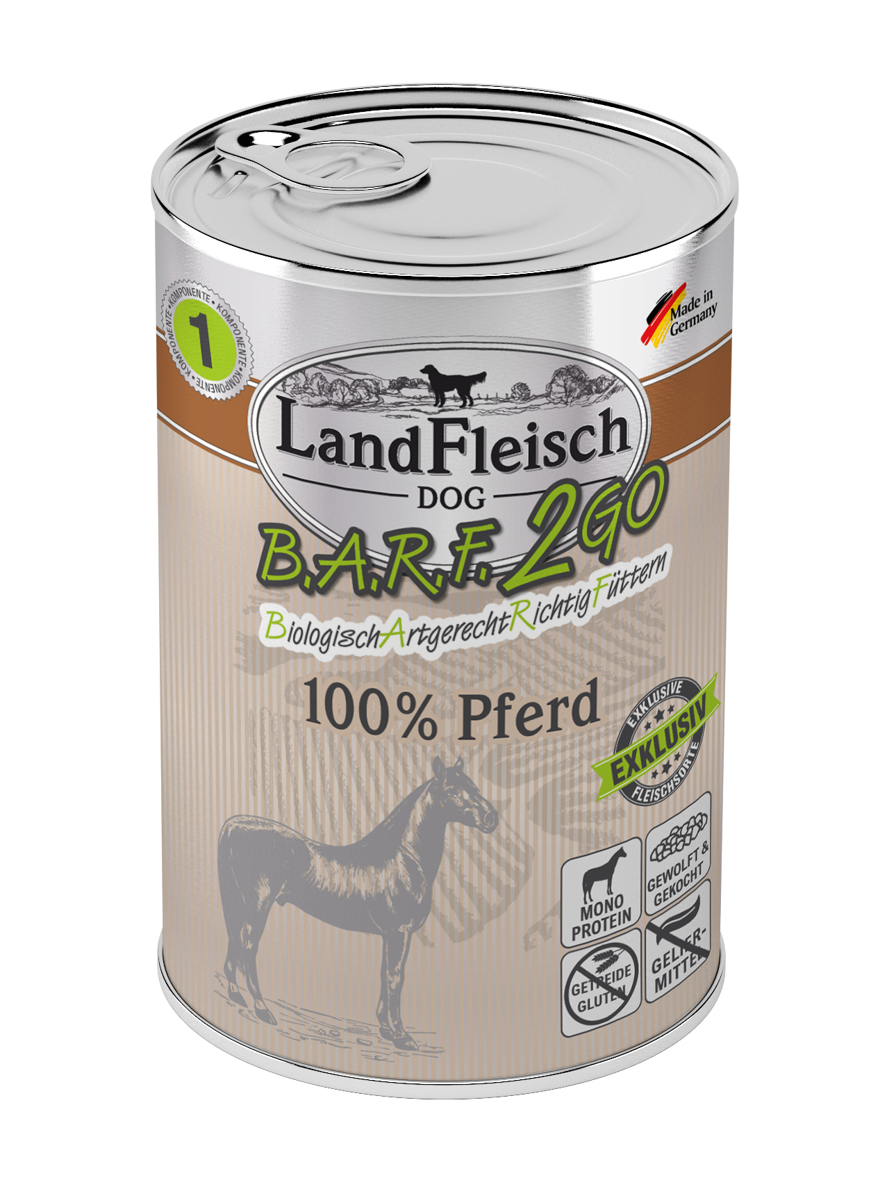Landfleisch B.A.R.F.2GO Exklusiv Pferd 400g
